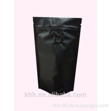 Matte black stand up ziplock coffee bags with valve